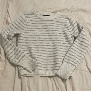 ✨ 3 for $20 Bundle Deal ✨ Tahari Ivory and Charcoal Striped Crew Neck Sweater